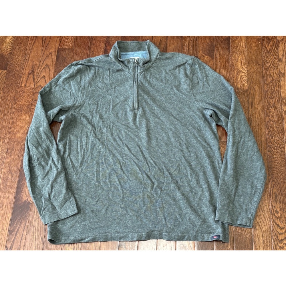 Faherty Suffolk Pullover Men's Large Gray Cotton Modal 1/4 Zip MKS1972